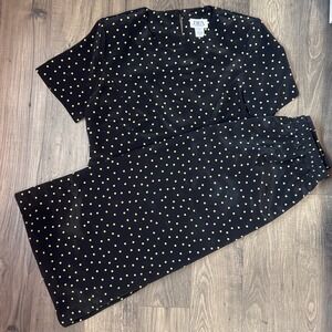 BFA Classics Womens Black green Polka Dot Skirt Set Vintage Style Size 12 F33692